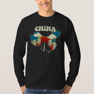 Camiseta China Vintage Chinês País Arco-íris Retro 70s Mapa
