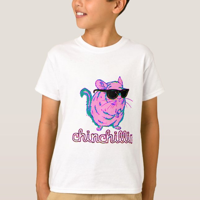 Camiseta Chinchila cor-de-rosa de néon de Chinchillin (Frente)