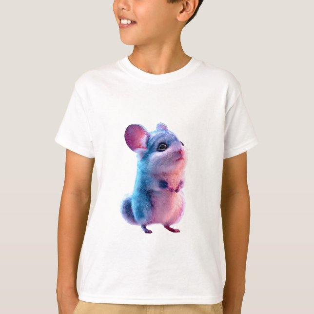 Camiseta Chinchila de Algodão Doce para Crianças (Frente)
