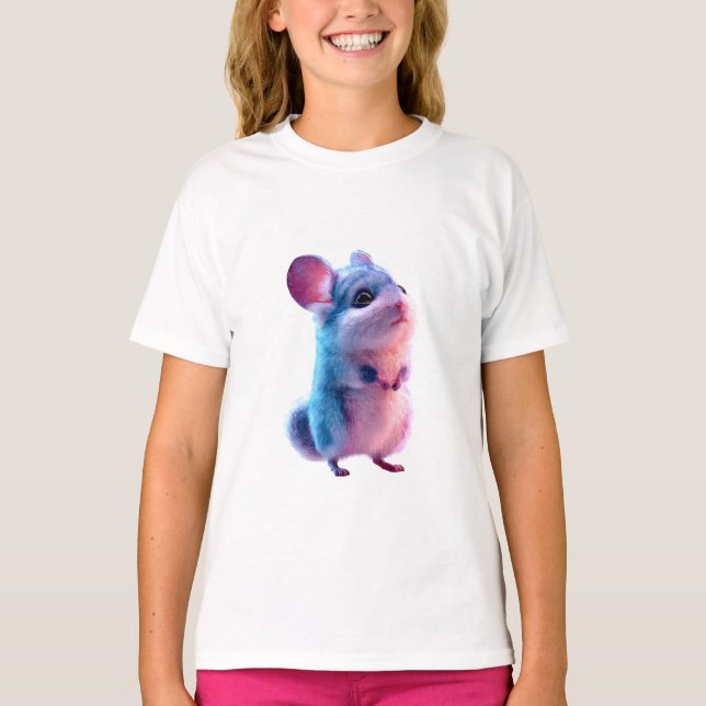 Camiseta Chinchila de Algodão Doce para Crianças (Frente)