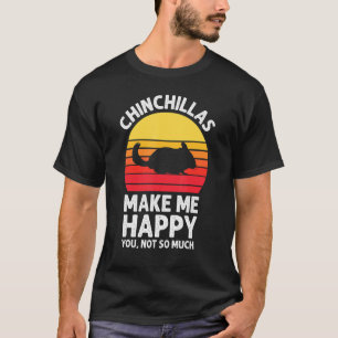 Camiseta Chinchilas Me Fazem Feliz Pôr do Sol Retro Chinchi