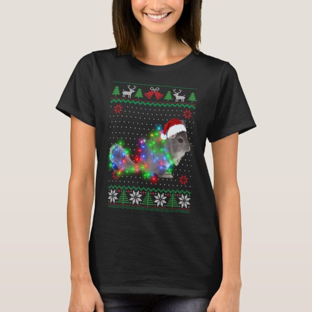 Camiseta Chinchilla Animal Ugly Sweater Christmas Puppy Ani (Frente)