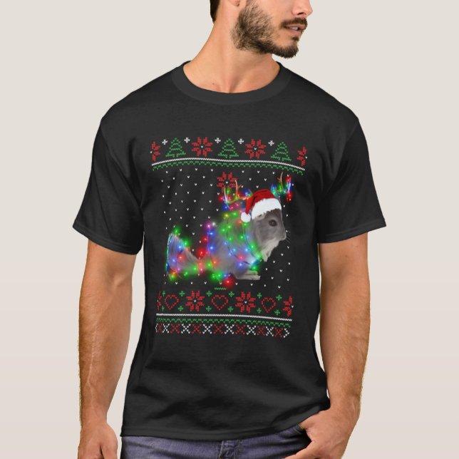 Camiseta Chinchilla Animal Ugly Sweater Christmas Puppy Ani (Frente)