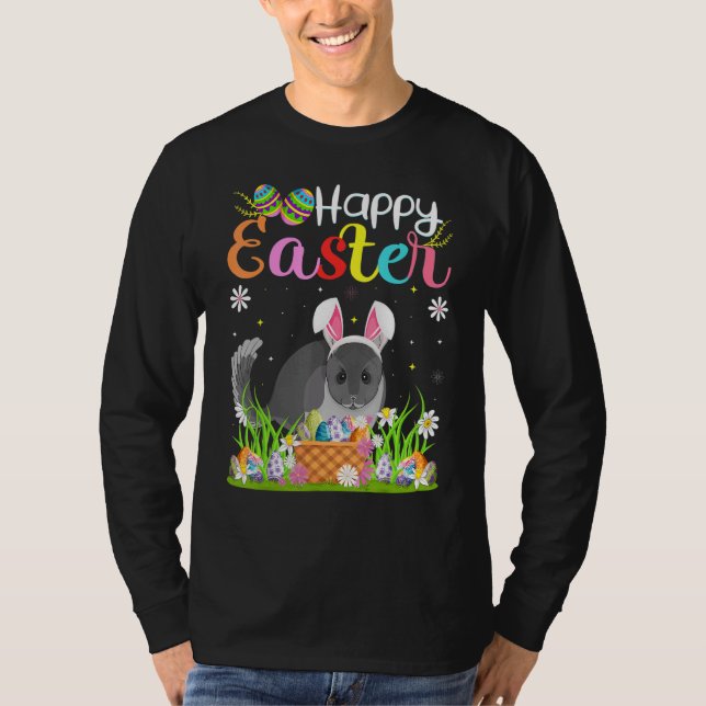 Camiseta Chinchilla Bunny Egg Caça Chinchilla Happy Eas (Frente)