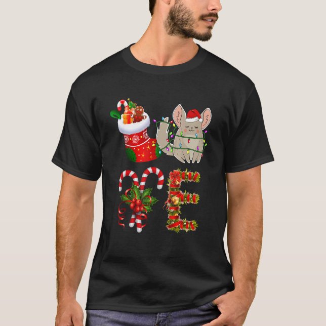 Camiseta Chinchilla Christmas Lights Led Santa Hat Christma (Frente)