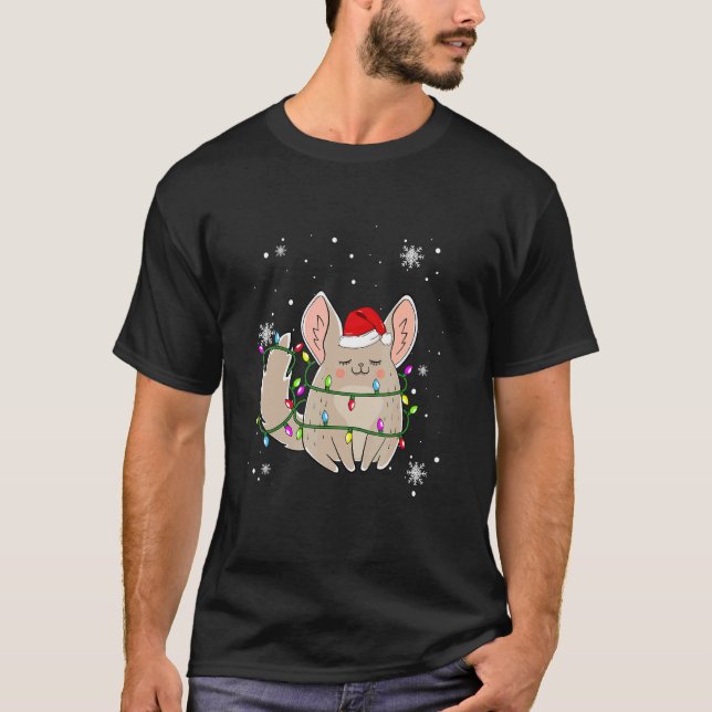 Camiseta Chinchilla Christmas Lights Led Santa Hat Christy (Frente)