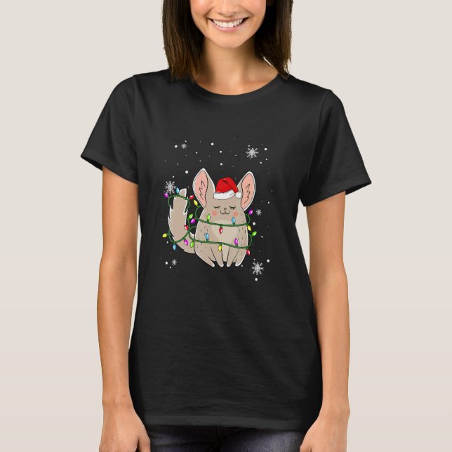 Camiseta Chinchilla Christmas Lights Led Santa Hat Christy (Frente)