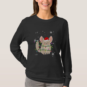 Camiseta Chinchilla Christmas Lights Led Santa Hat Christy