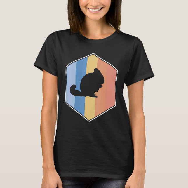 Camiseta Chinchilla Com Cores Retroativas Num Hexágono (Frente)