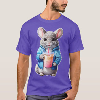 Camiseta Chinchilla em forma de capuz, chá de bolha de capu