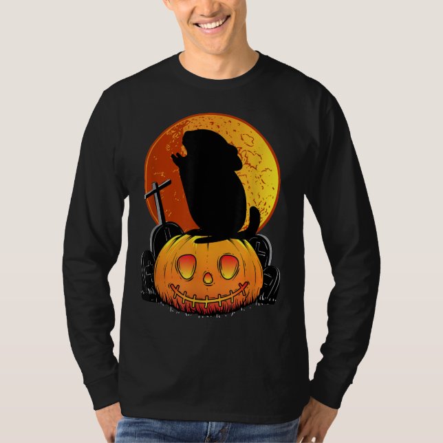 Camiseta Chinchilla Em Pumpkin Gritando No Hallowee Da Lua (Frente)