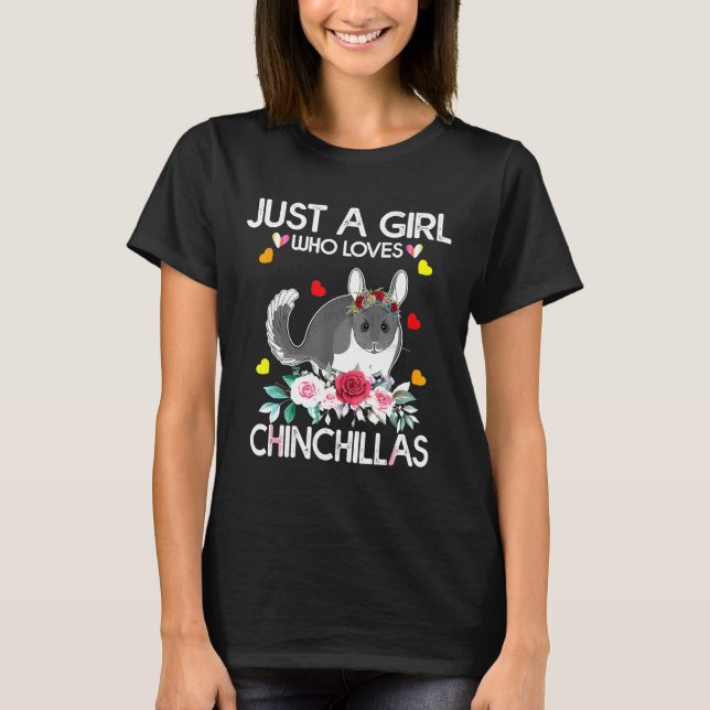 Camiseta Chinchilla Para Mulheres Apenas Uma Menina Que Ama (Frente)