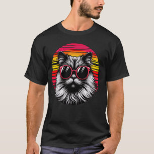 Camiseta Chinchilla Persa Cat Retro Vintage Sunset Sungla
