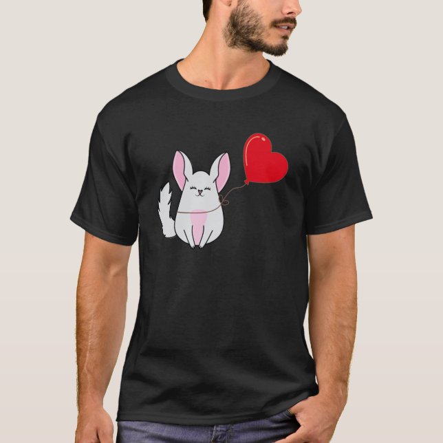 Camiseta Chinchilla With Heart Balloon Valentines Day Love  (Frente)
