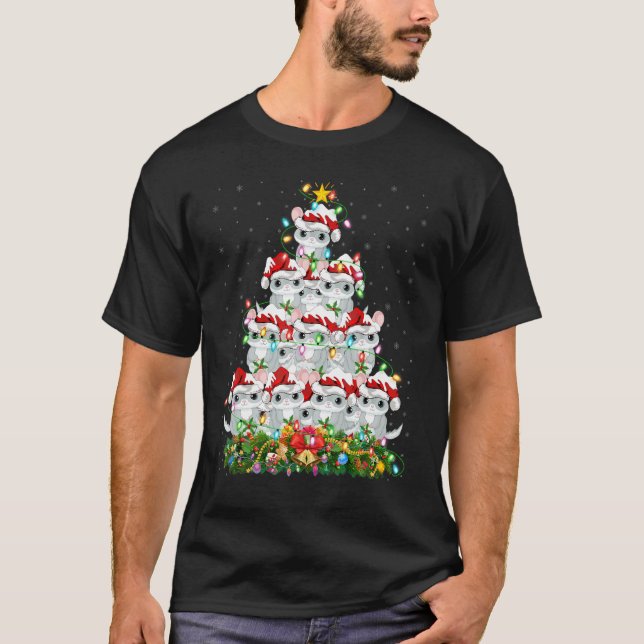 Camiseta Chinchilla   Xmas Lights Santa Chinchilla Christma (Frente)