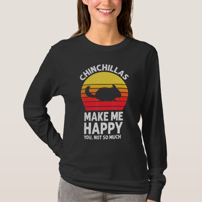 Camiseta Chinchillas Make Me Happy Sunset Retro Chinchilla (Frente)