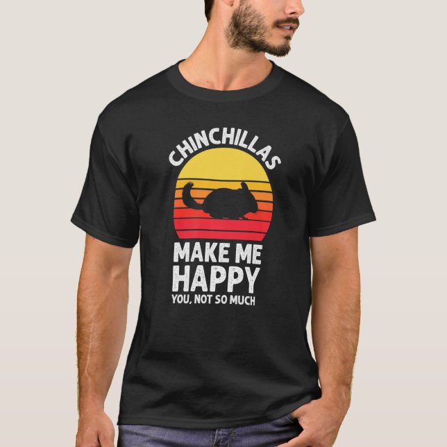 Camiseta Chinchillas me fazem feliz sunset Retro Chinchila (Frente)