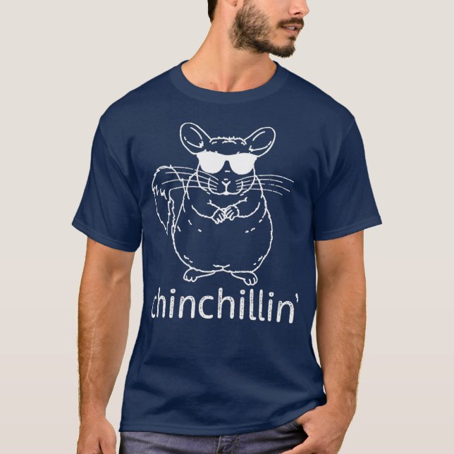 Camiseta Chinchillin Engraçado Chinchilla Óculos escuros Pr (Frente)