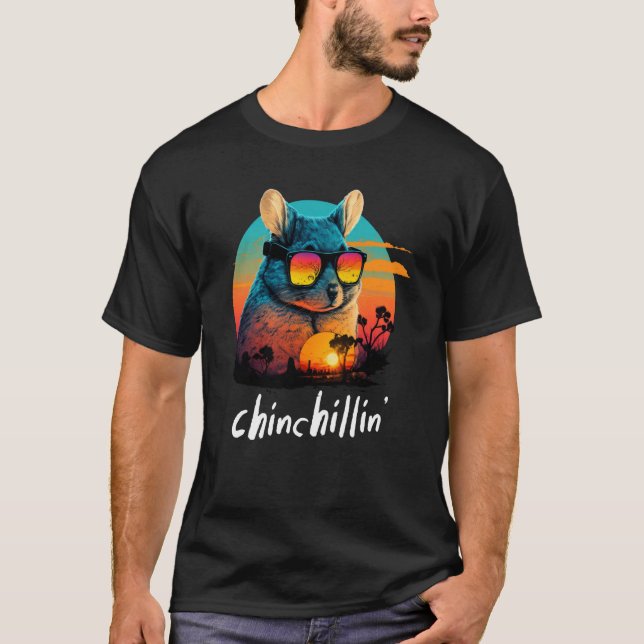 Camiseta Chinchillin' Retro Groovy Chinchila (Frente)