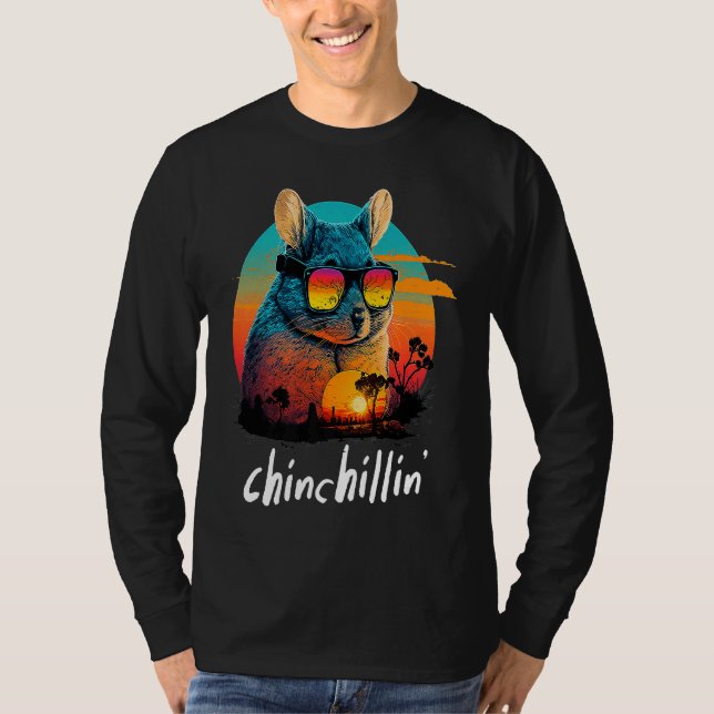 Camiseta Chinchillin' Retro Groovy Chinchilla (Frente)