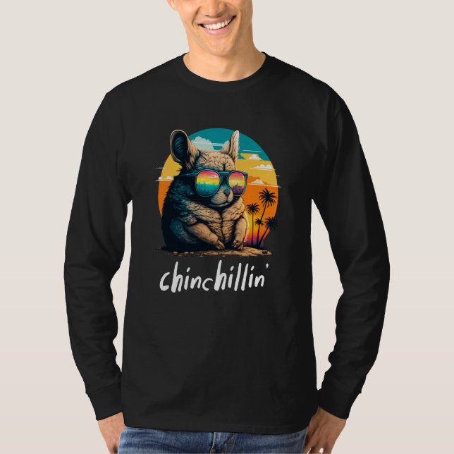 Camiseta Chinchillin' Retro Groovy Chinchilla  4 (Frente)
