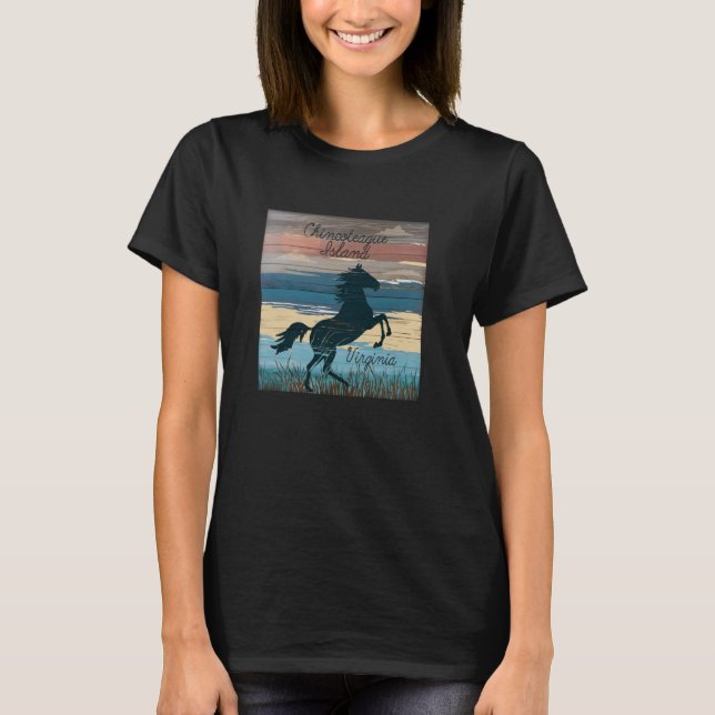 Camiseta Chincoteague Island VA Cavalos Selvagens Costeiros (Frente)
