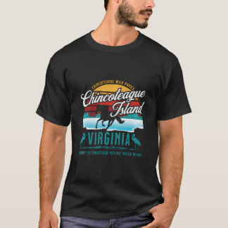 Camiseta Chincoteague Island Virginia Wild Ponies Retro Sun