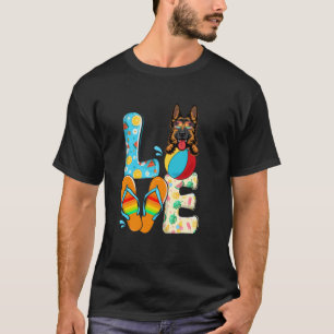 Camiseta Chinelos Amam Cachorro Pastor Alemão Vibrações De