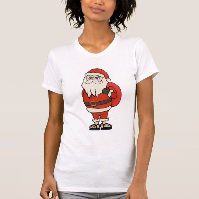 Camiseta Chinelos de Natal do Papai Noel (Frente)