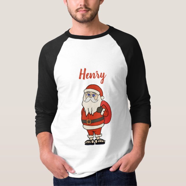 Camiseta Chinelos de Natal do Papai Noel Personalizado (Frente)