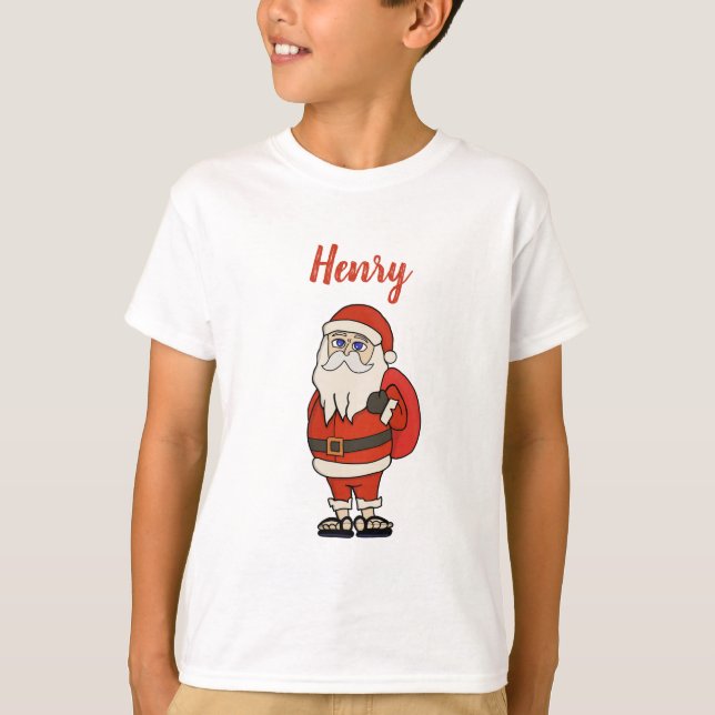 Camiseta Chinelos de Natal do Papai Noel Personalizado (Frente)