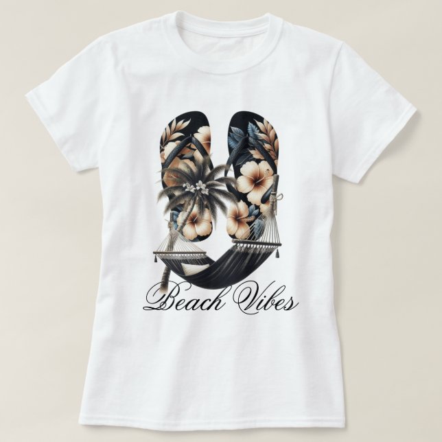 Camiseta Chinelos e Redes Vibes de Praia (Frente do Design)