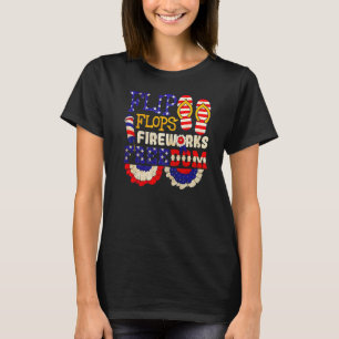 Camiseta Chinelos Fireworks & Freedom 4 De Julho Patrio