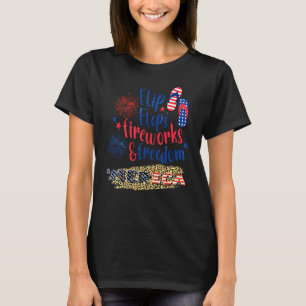 Camiseta Chinelos Fireworks Freedom Patriotic Julho 4