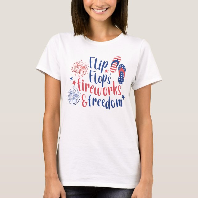 Camiseta Chinelos Fogos de artifício e Dia da Independência (Frente)