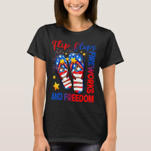 Camiseta Chinelos retrô fogos de artifício & liberdade