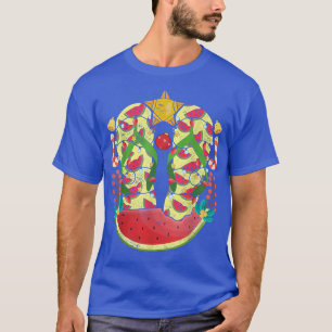 Camiseta Chinelos tropicais Melancia Xmas Luz de Natal