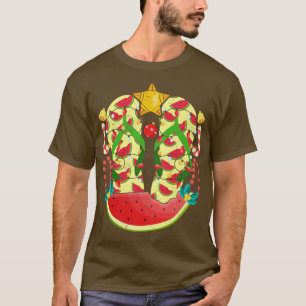 Camiseta Chinelos tropicais Xmas Luzes Melancia Havaí