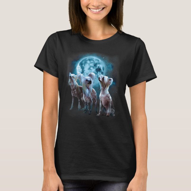 Camiseta Chinês Crested Howling na Lua Chinesa Cres (Frente)