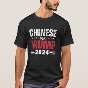 Camiseta Chinês para Trump 2024 Flag T Shirt Americano