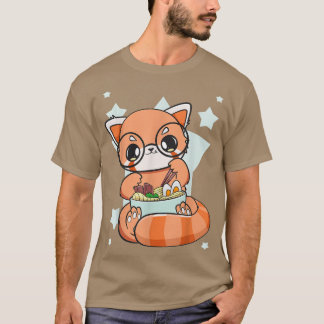 Camiseta Chinês Red Panda Comendo Ramen I Love Ramen Noodle