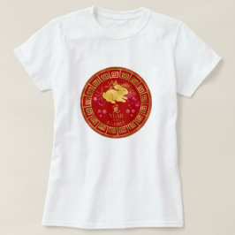 Camiseta Chinês Zodiac Rabbit Vermelho/Dourado ID542