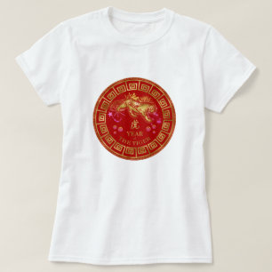 Camiseta Chinês Zodiac Tiger Red/Dourado ID542