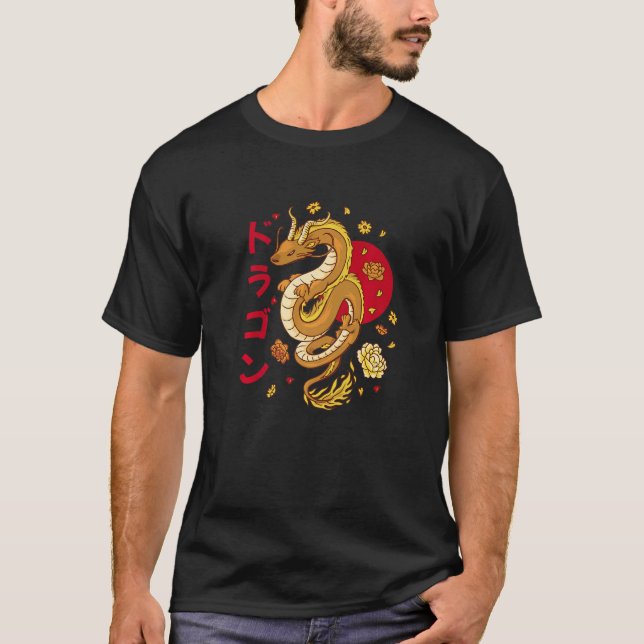 Camiseta Chinese Dragon Retro Dragon Grunge Aesthetic Vapor (Frente)