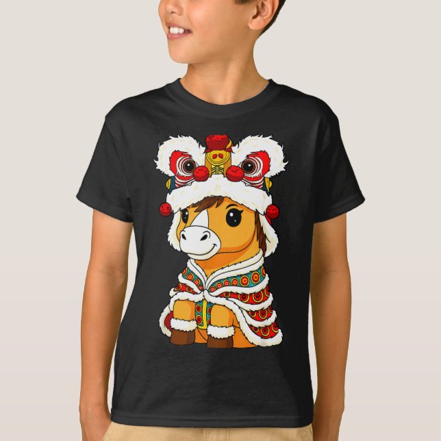 Camiseta Chinese Lunar New Year Lion Dance Cute Horse China (Frente)