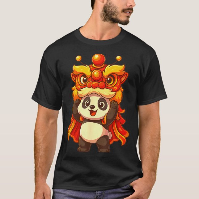 Camiseta Chinese Lunar New Year Lion Dance Cute Panda China (Frente)