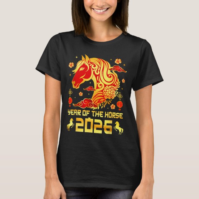 Camiseta Chinese New Year 2026 Horse Happy Chinese New Year (Frente)