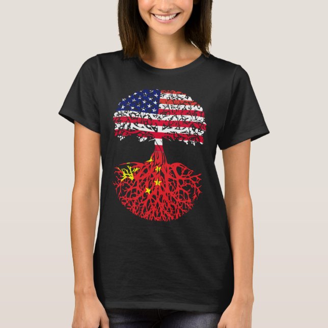 Camiseta Chinese Roots American China Flag Immigrant Citize (Frente)