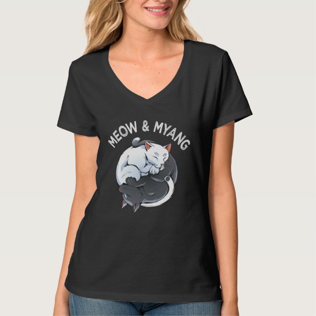 Camiseta Chinese Yin Yang Cats Meow And Myang Cat (Frente)