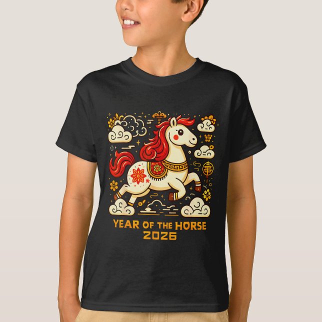 Camiseta Chinese Zodiac Horse 2026 Lunar New Year Art Gift  (Frente)